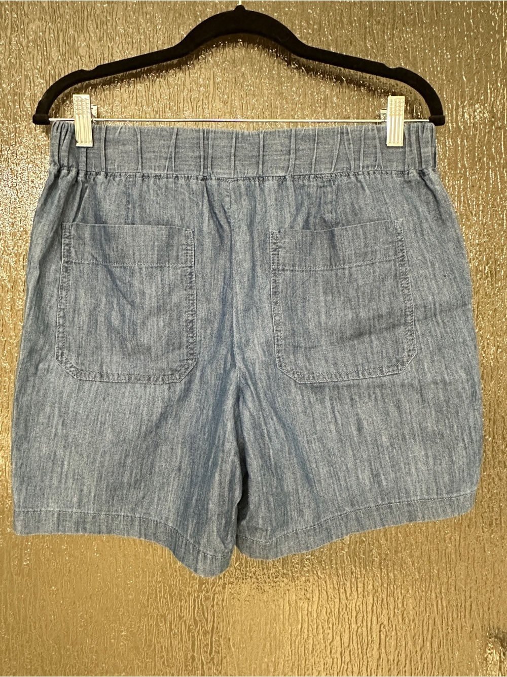Talbots blue denim, medium wash, elastic waist shorts - Picture 3 of 7